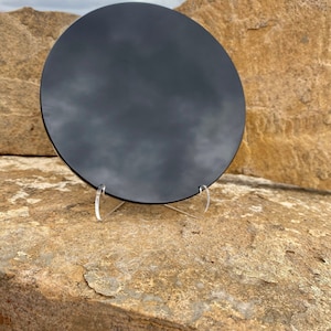 8in, 20cm, Obsidian Scrying Mirror with Stand, Divination Tools, Metaphysical Crystal