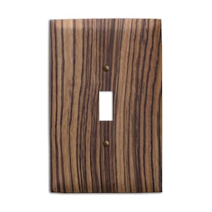 Zebrawood - Switch Plate Cover, Outlet Cover, Lightswitch Cover -Exotic Wood- Home Décor, Toggle, Duplex, Rocker, Wallplate