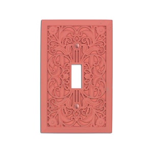 Filigree - Switch Plate and Outlet Cover, Lightswitch Cover -Coral- Victorian Home Décor, Toggle, Duplex, Rocker, Wallplate