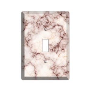 Burgundy Shatter Marble Print - Marble Light Switch Cover and Outlet Covers;Metal Wallplates, Home Décor, Toggle, Duplex, Rocker Switchplate