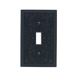 Filigree - Switch Plate and Outlet Cover, Lightswitch Cover -Black- Victorian Home Décor, Toggle, Duplex, Rocker, Wallplate