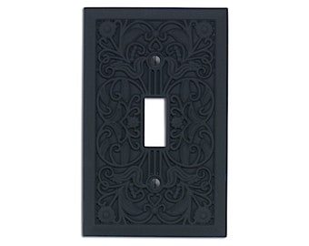 Filigree - Switch Plate and Outlet Cover, Lightswitch Cover -Black- Victorian Home Décor, Toggle, Duplex, Rocker, Wallplate