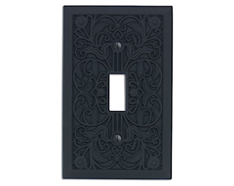 Filigree - Switch Plate and Outlet Cover, Lightswitch Cover -Black- Victorian Home Décor, Toggle, Duplex, Rocker, Wallplate