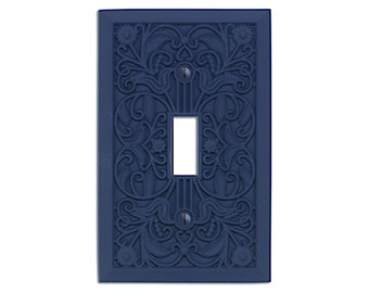 Filigree - Switch Plate and Outlet Cover, Light Switch Cover -Royal Blue- Victorian Home Décor, Toggle, Duplex, Rocker, Wallplate