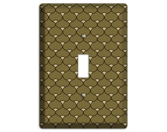Art Deco Light Switch Cover and Outlet Covers- Olive Deco Scallop; Retro Home Décor, Wall plates, Toggle, Duplex, Rocker Switchplates