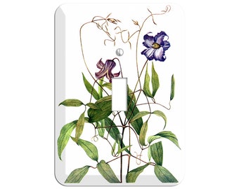 Decoration Wallplate Light Panel Cover Purple Wild Flowers Pattern Plant Herbaceous 2-Gang Device Receptacle Wallplate Double Outlet Wall Plate/Panel Plate/Cover 