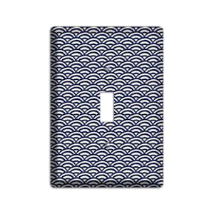 Ornate Light Switch Cover and Outlet Covers- Navy Scallop Print; Oriental Home Décor, Wall plates, Toggle, Duplex, Rocker Switchplates