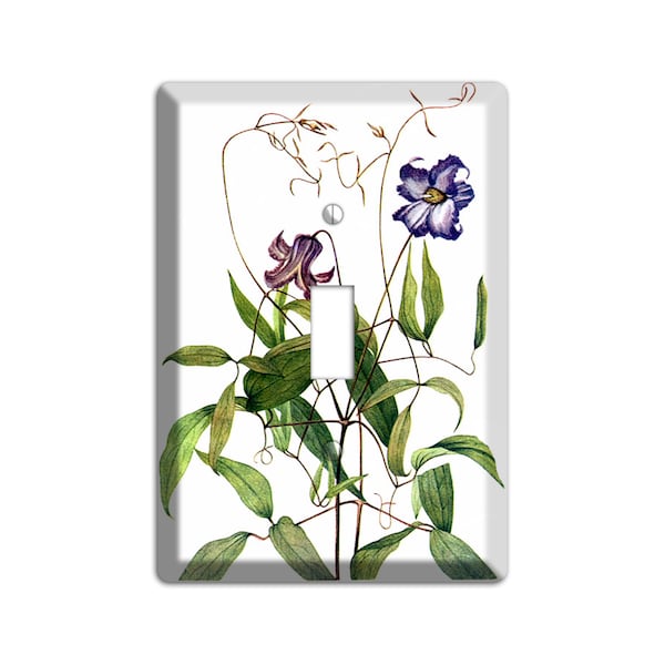 Floral Light Switch Cover and Outlet Covers- Clematis Crispa; Botanical Home Décor, Wall plates, Toggle, Duplex, Rocker Switchplates