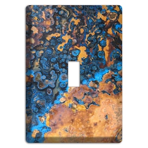 Blue Patina Printed- Switch Plate Cover, Outlet Cover, Lightswitch Cover -Copper Patina Image- Home Décor, Toggle, Duplex, Rocker, Wallplate