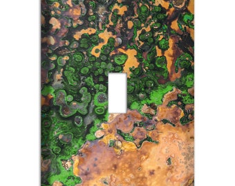 Green Patina Printed- Switch Plate Cover, Outlet Cover, Lightswitch Cover -Copper Patina Image- Home Décor, Toggle, Duplex, Rocker,Wallplate