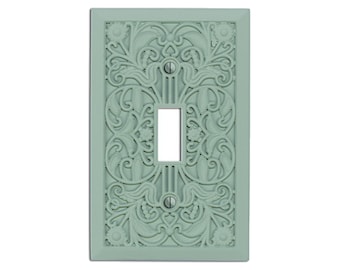 Filigree - Switch Plate and Outlet Cover, Lightswitch Cover -Tower Green- Victorian Home Décor, Toggle, Duplex, Rocker, Wallplate