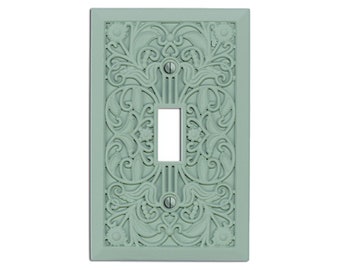 Filigree - Switch Plate and Outlet Cover, Lightswitch Cover -Tower Green- Victorian Home Décor, Toggle, Duplex, Rocker, Wallplate