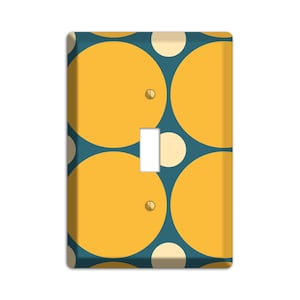 Jade with Mustard and Beige Multi Tiled Large Dots Light Switch Cover and Outlet Covers, Wall plates, Toggle, Duplex, Rocker Switchplates