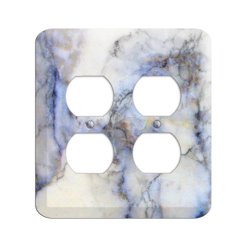 Duplex Spindle Marble Print- Marble Light Switch Cover and Outlet Covers; Metal Wallplates Home D\u00e9cor Toggle Rocker Switchplates