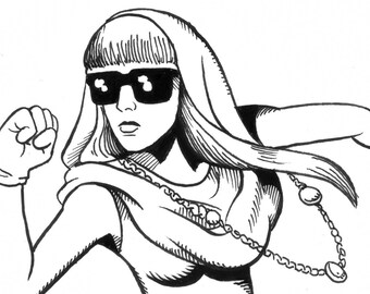 Arte original em quadrinhos de Lady Gaga - "Capuz Vermelho"