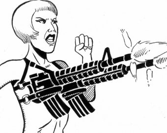 Arte em quadrinhos original de Lady Gaga - "Gun Bra"