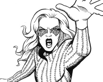 Arte original em quadrinhos de Lady Gaga - "SuperBowl"