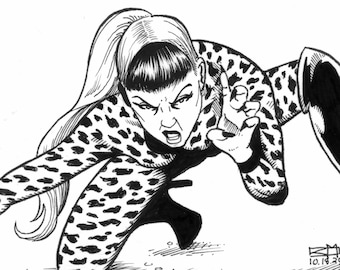 Arte original em quadrinhos de Lady Gaga - "Mulher-Gato"