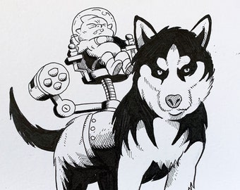 Arte original do Inktober: "Husky"