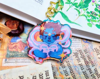 2.5 inch Trans Identity Double Sided Holographic Acrylic Charm Keychain with glitter epoxy finish