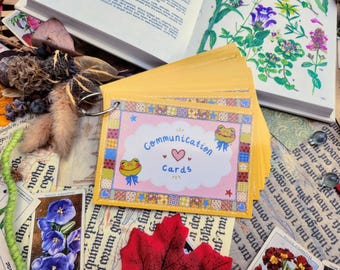 40 patchwork frog themed communication cards for nonverbal selective mute disabled neurodivergent autism adhd