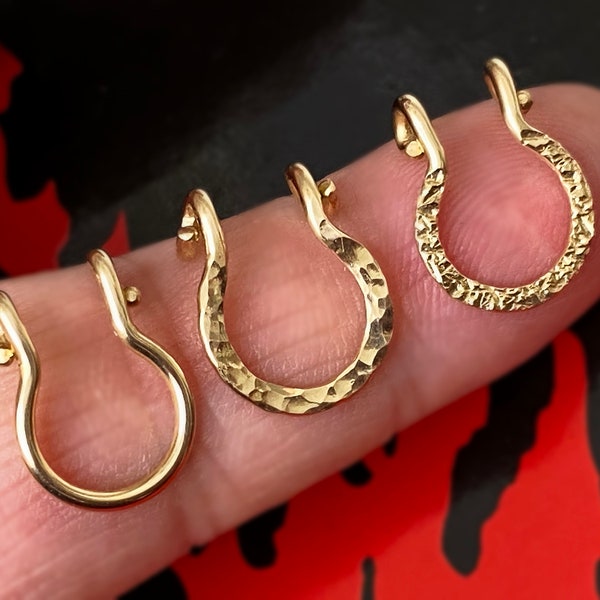 THICK. 14k Gold Filled Nose Ring, Fake Septum Ring, Hammered Nose Ring, Faux Septum Ring, Clip On Septum Ring, NO Piercing, Nose Ring