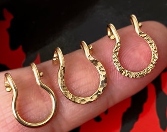 14k Gold Filled Fake Septum Ring: Clip-On Nose Hoop (6-9mm)