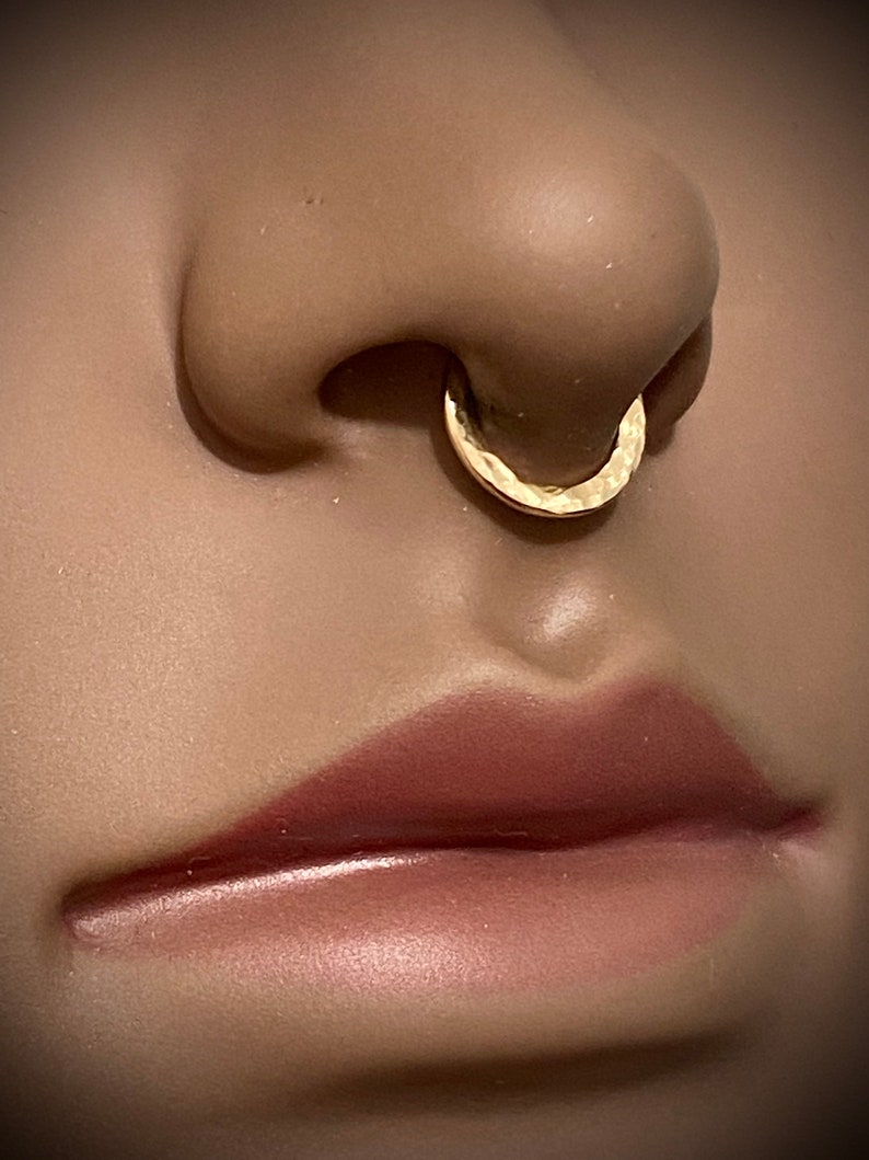 THICK. 14k Gold Filled Nose Ring Fake Septum Ring Hammered Etsy