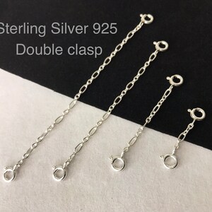 925 Sterling Silver Chain Extender, Extender Clasp, Oval Link, Double Spring Ring Clasp, Extend Your Bracelet Necklace, Chain Extension
