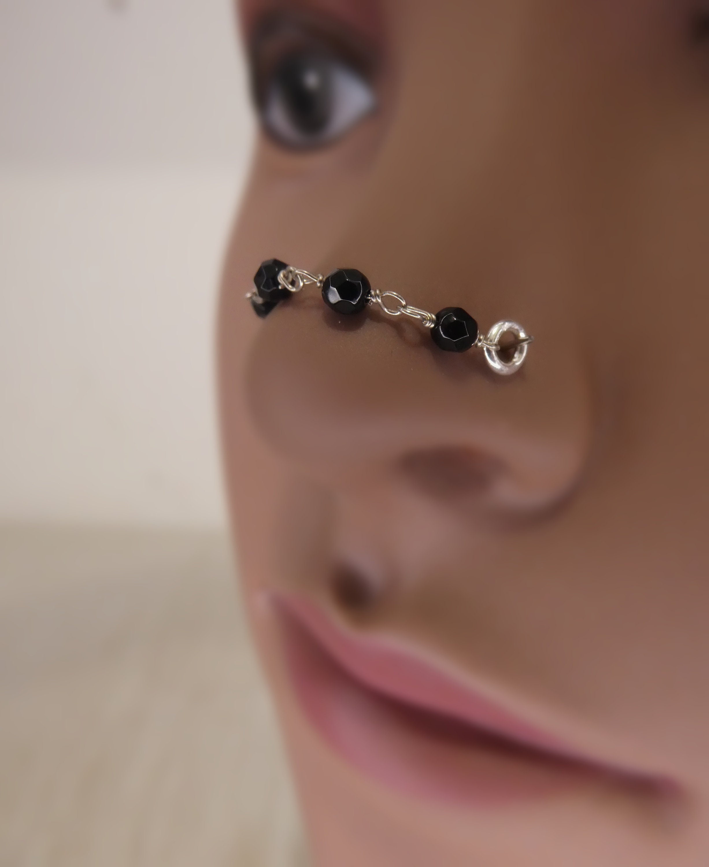 Silver nose ring with chain Clearance