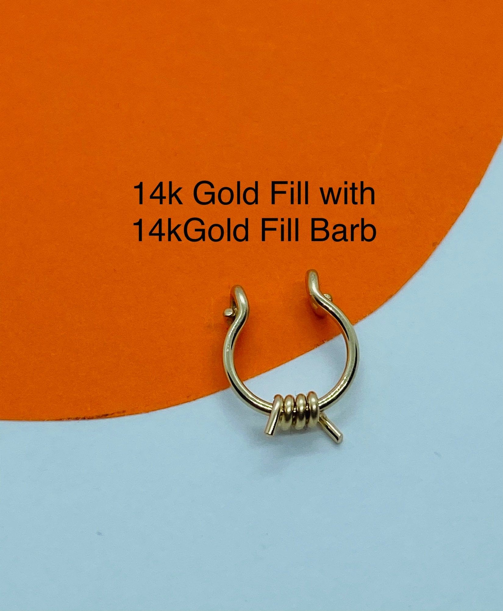 THICK. 14k Gold Filled Nose Ring Fake Septum Ring Barbed Etsy