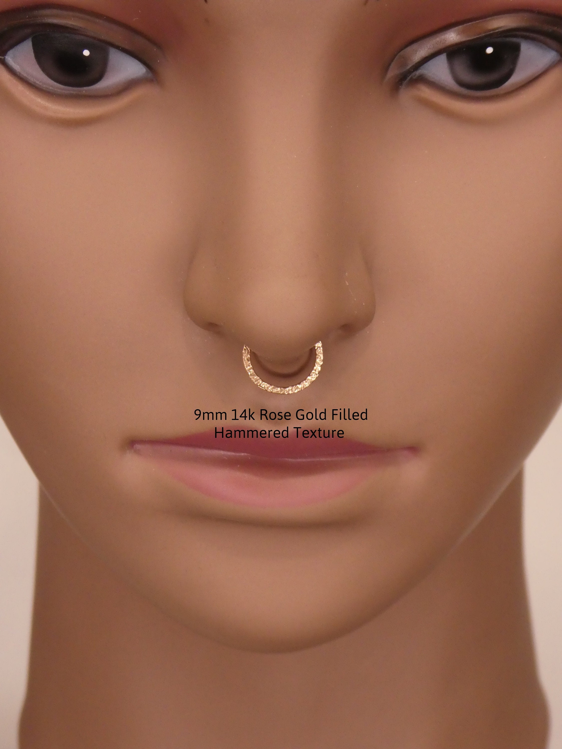 Hammered 14k Rose Gold Filled Nose Ring Fake Septum Ring 18 Etsy