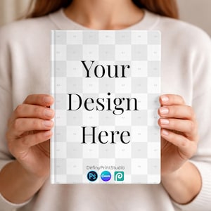 Hardcover Journal Mockup, Canva Editable Template,  Simple Book Cover PSD Template, Printify Notebook Mockups