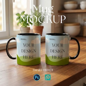 Two Tone 11oz Mug Mockups PSD Dual Smart Object Layers