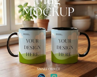 Maquettes de tasse bicolore de 11 oz PSD, double couche d'objets intelligents
