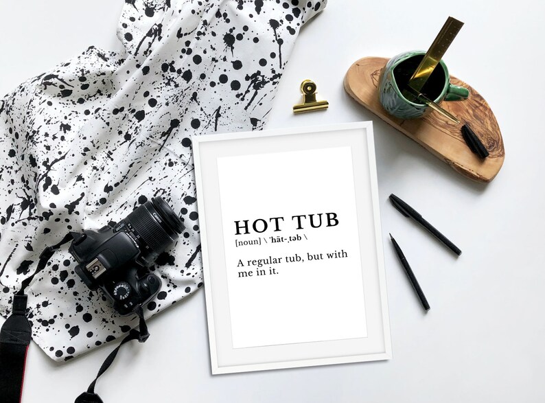 Hot Tub Funny Definition Bathroom Sign Printable, Bathroom Wall Art