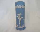 Vintage Wedgewood Blue Jasperware 6 inch Vase