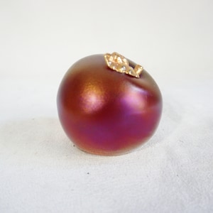 Cute Little Signed Fenton Red Opalescent Art Glass Apple Paperweight