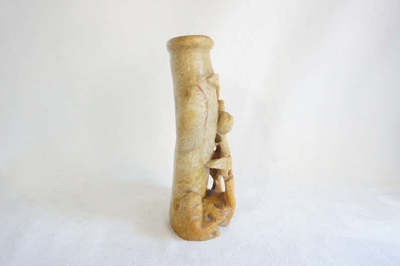 Vintage Soapstone Hand Carved Floral Pattern Vase Etsy