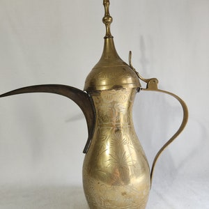 Wonderful 15 inch Hand Crafted Vintage Etched Dallah Islamic Pitcher