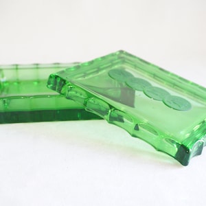 Seltenes smaragdgrünes Fostoria Zigarettenetui aus Glas
