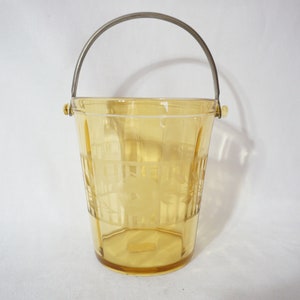 Vintage 1950s Fostoria Rose and Lattice Amber Etched Ice Bucket/Ice Pail