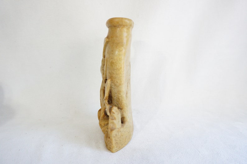 Vintage Soapstone Hand Carved Floral Pattern Vase Etsy