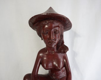 Hand Carved Vintage Siwa Balinese Wood Sculpture