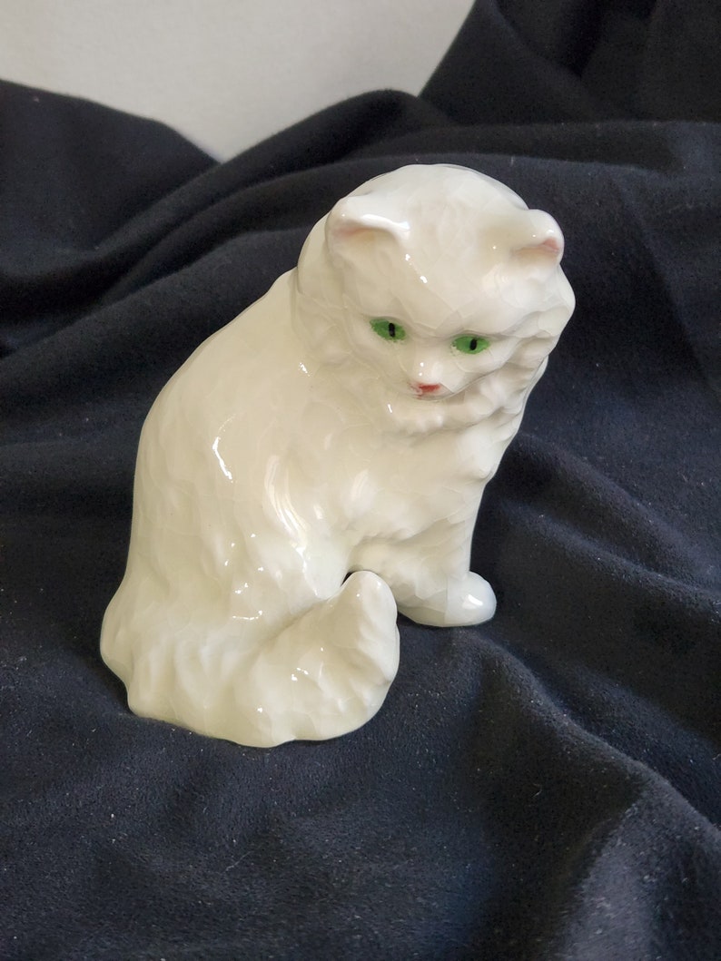 Vintage Hand Painted Fluffy White Goebel Cat Figurine Etsy