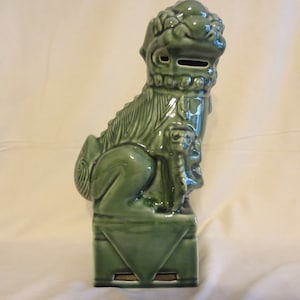Vintage 1970's Green Glazed Ceramic Chinese Foo Dog