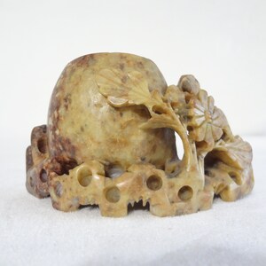 Vintage Soapstone Hand Carved floral Pattern Vase