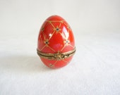 Vintage Egg Shaped Limoges hand painted Trinket Box