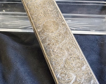 Engraved Sterling Silver and Glass Victorian Rectangle Dresser/Power Jar Circa 1839