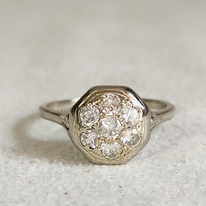 Vintage Art Deco 1940's Diamond and 14K White Gold Ring Size 6.75